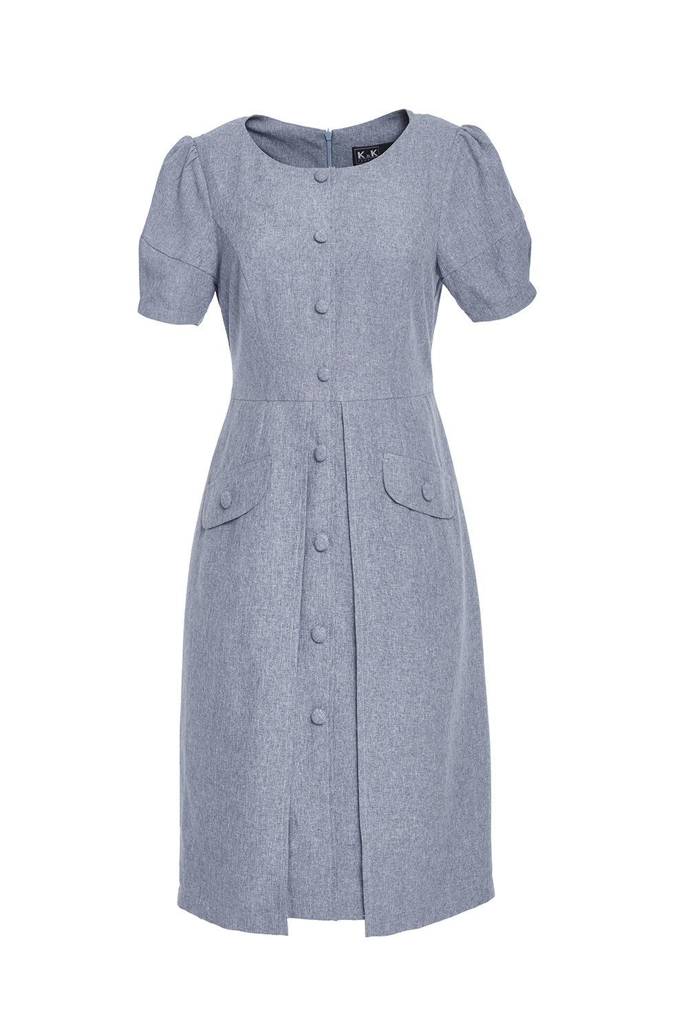 Đầm chữ A tùng xẻ tà phối nút 