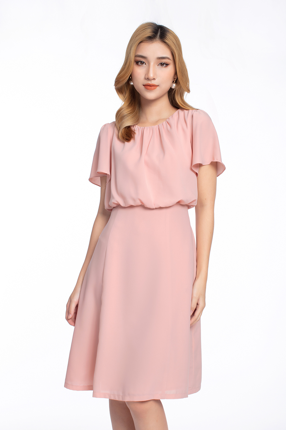 Đầm chữ A tay cánh tiên 