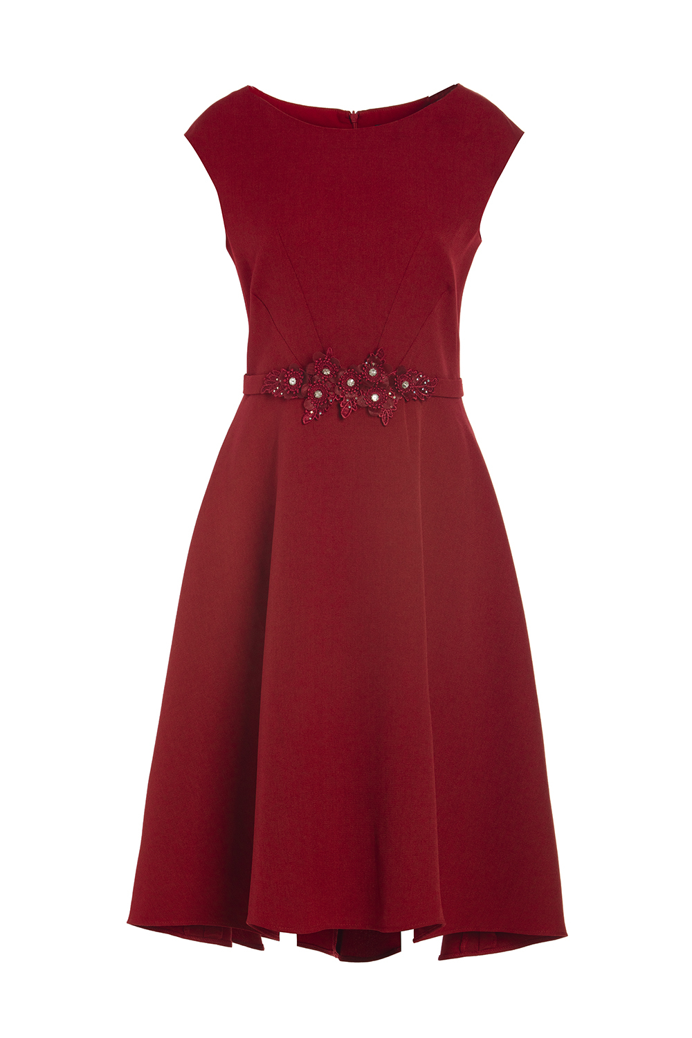 Đầm đỏ dự tiệc dáng xòe nhấn eo 