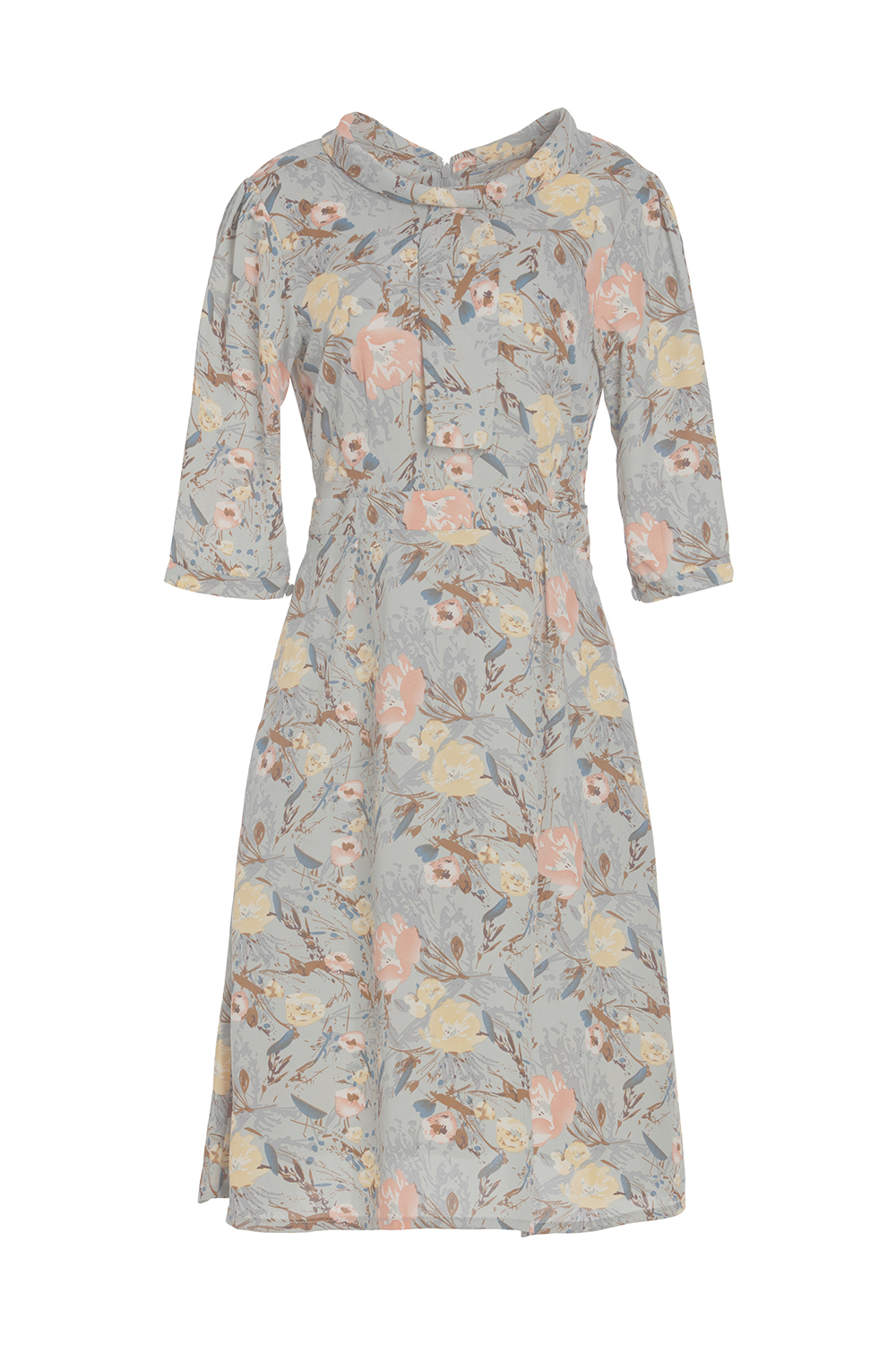 Đầm xòe họa tiết hoa tay lỡ 