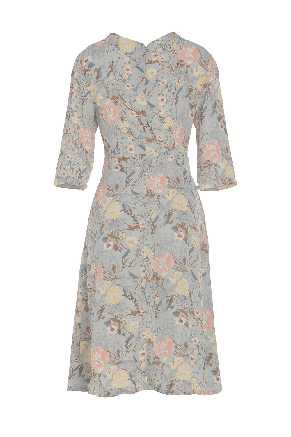 Đầm xòe họa tiết hoa tay lỡ 