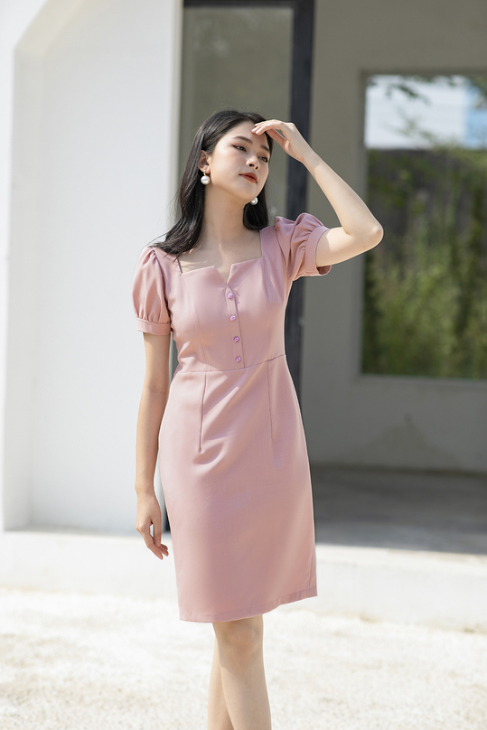 Pass Váy xếp ly dáng dài cổ vuông, kẻ caro đỏ, tay bồng | Shopee Việt Nam