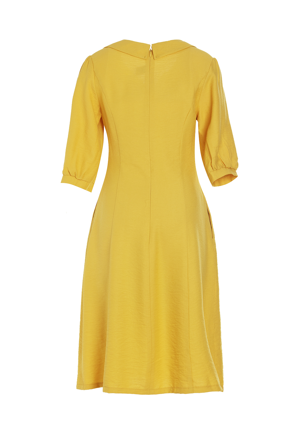 Đầm xòe tay lỡ cổ sơ mi đính nút 