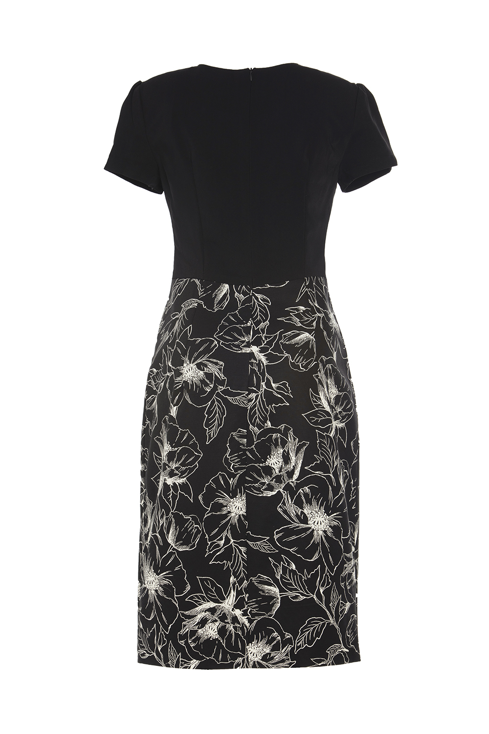 Đầm liền công sở phối họa tiết cổ V 