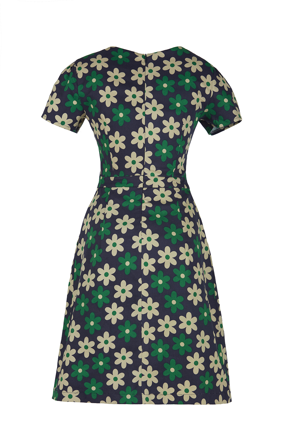 Đầm hoa dáng chữ A cổ V tay ngắn 