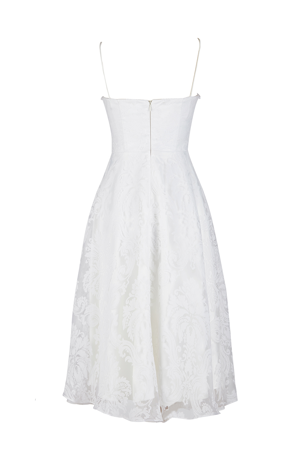 Đầm tiệc hai dây dáng xòe phối ngọc trai 