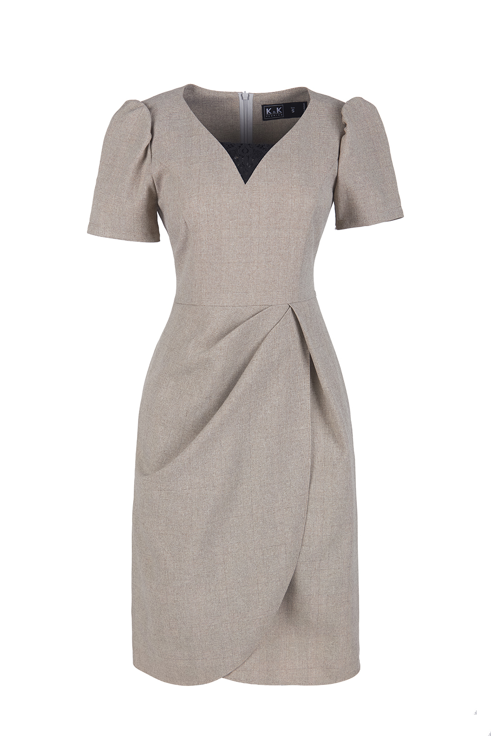 Đầm caro dáng chữ A nhấn eo 