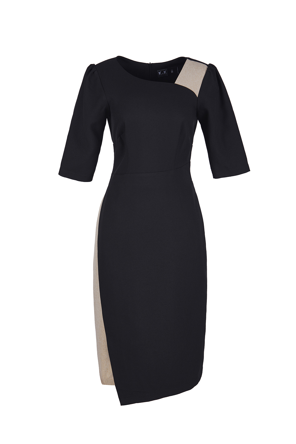 Đầm đen dáng chữ A tùng váy đắp chéo 