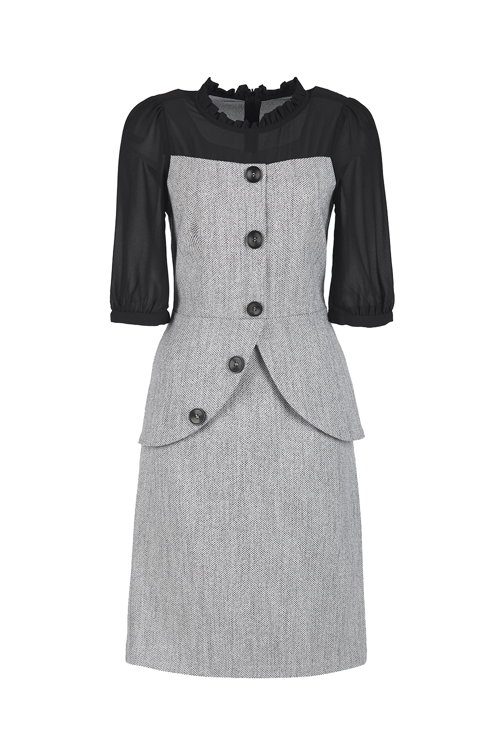 Đầm peplum đính nút tay lỡ 