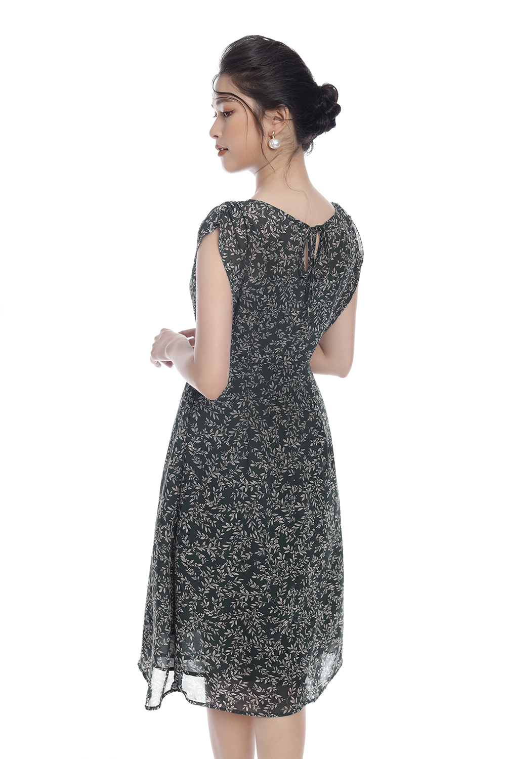 Đầm voan họa tiết dáng chữ A 