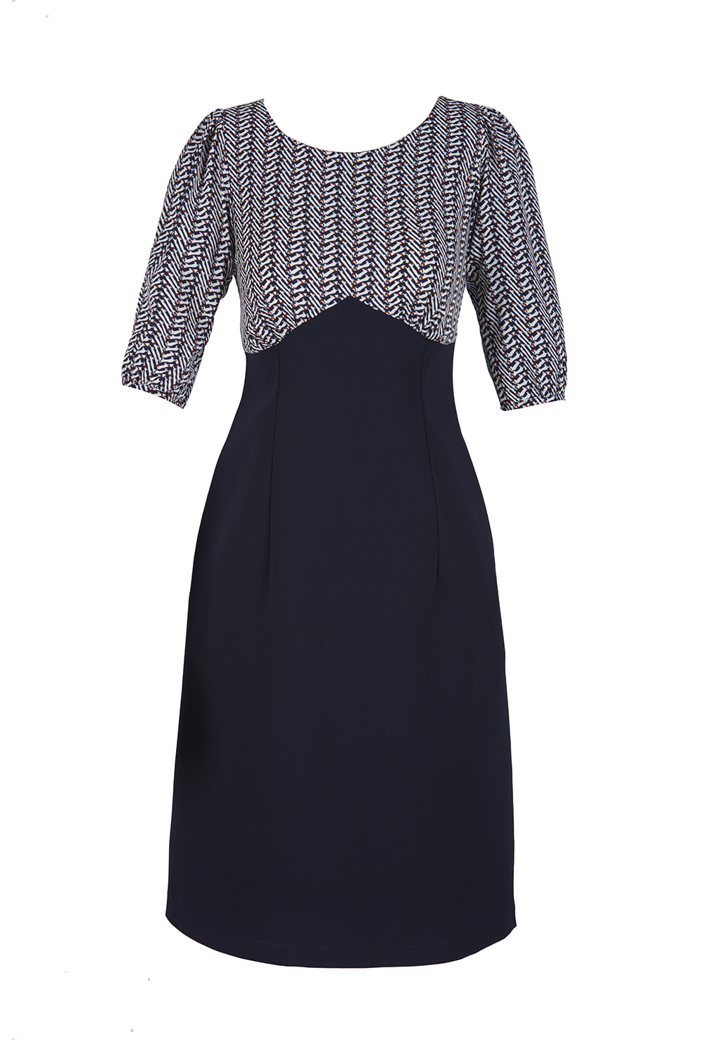 Đầm liền chữ A phối họa tiết tay lỡ 