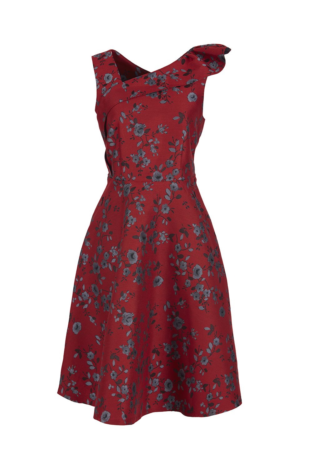 Đầm dự tiệc họa tiết hoa dáng xòe 