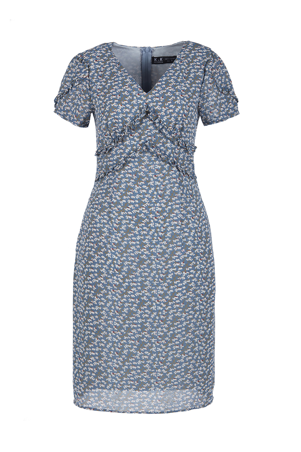 Đầm voan hoa nhí dáng chữ A cổ V 