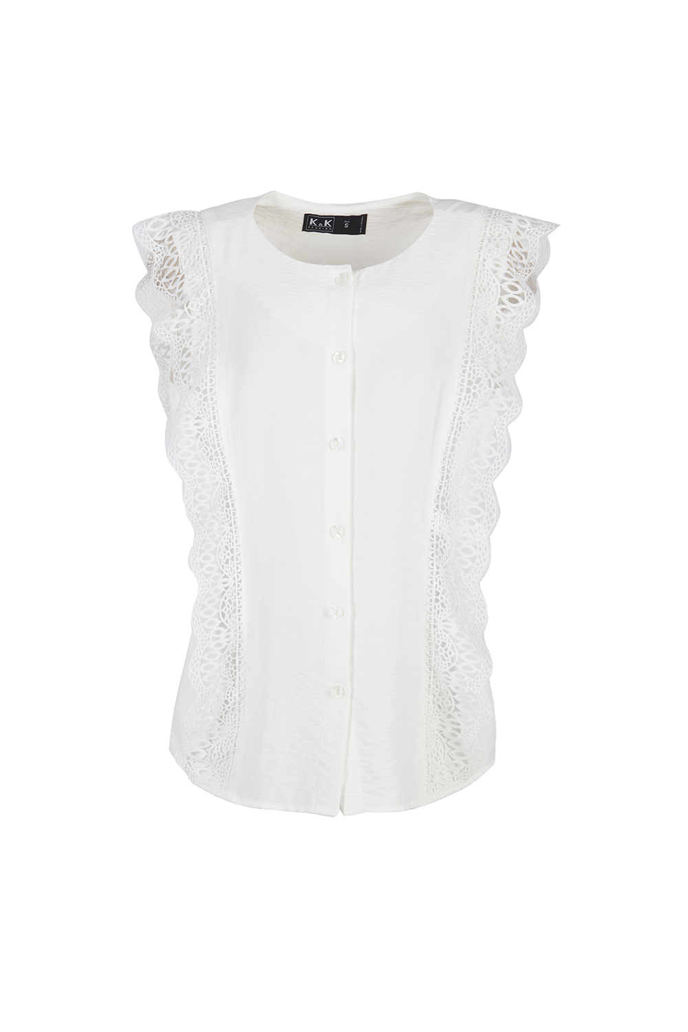 Áo sơ mi trắng sát nách phối viền bèo 