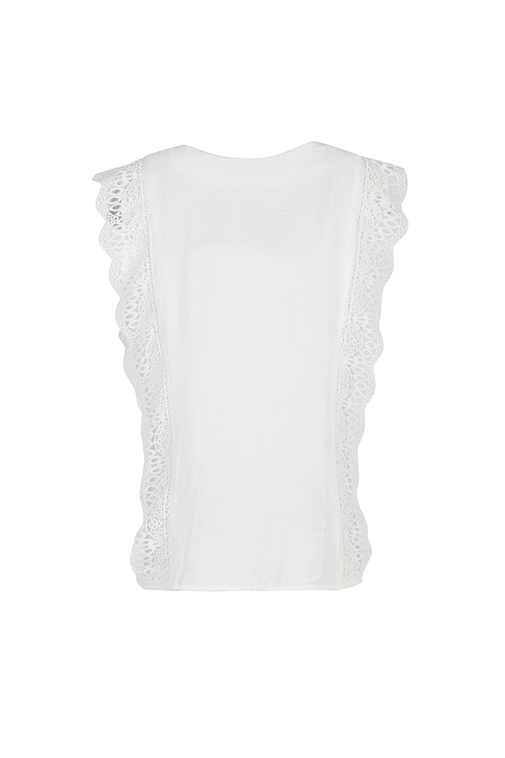 Áo sơ mi trắng sát nách phối viền bèo 