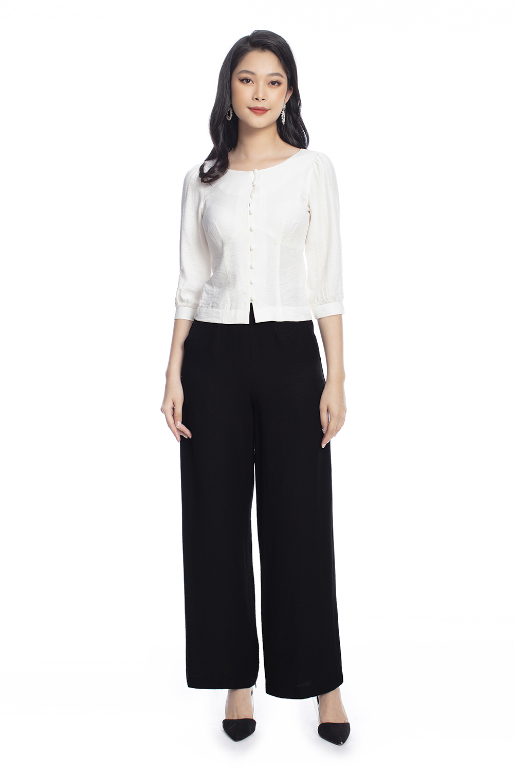 Quần tây công sở nữ ống rộng 