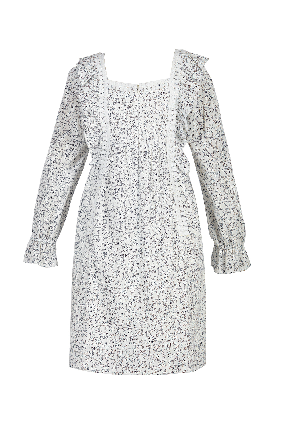 Đầm babydoll tay dài họa tiết hoa 