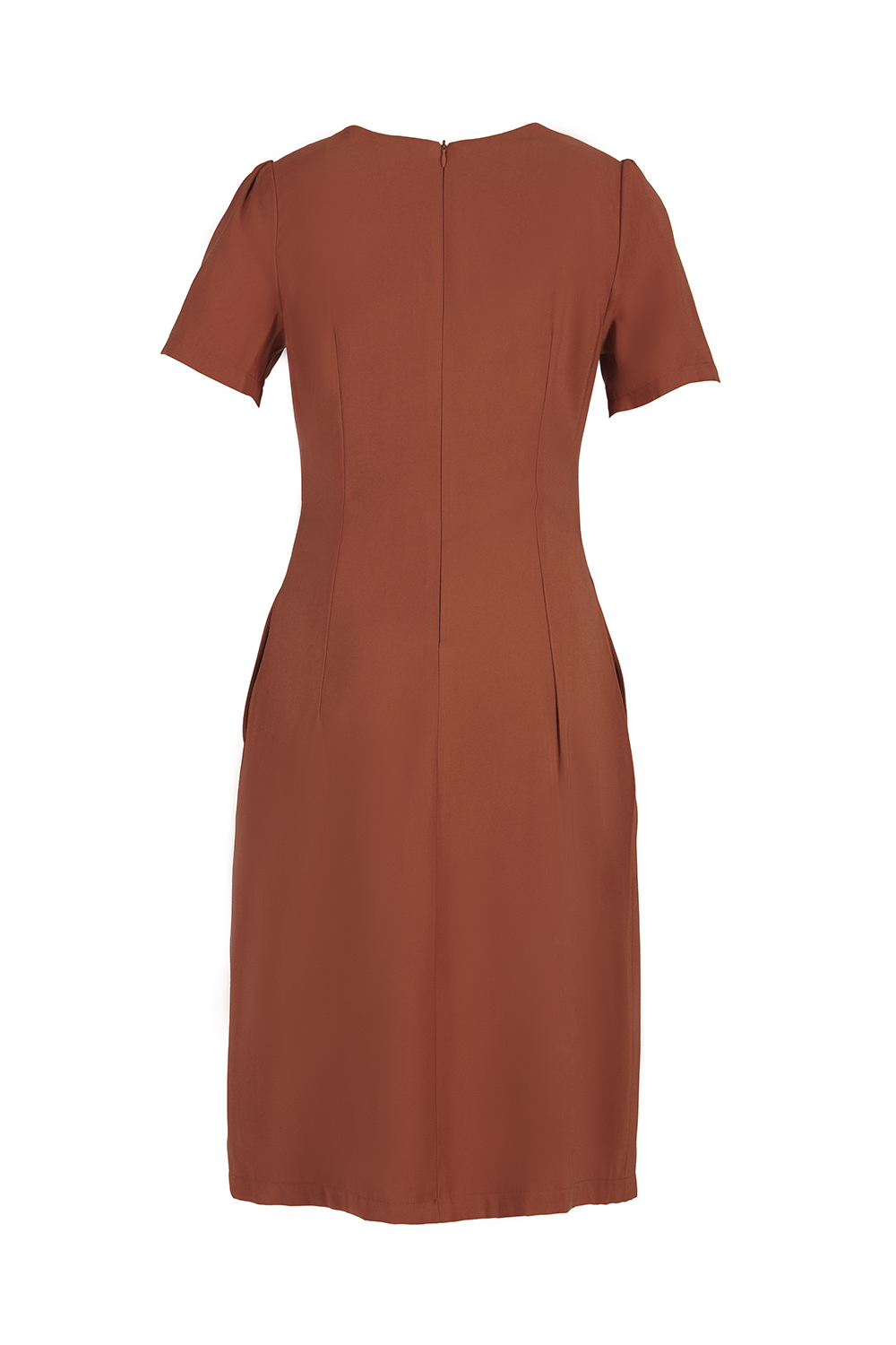 Đầm chữ A cổ đan tông phối nút 