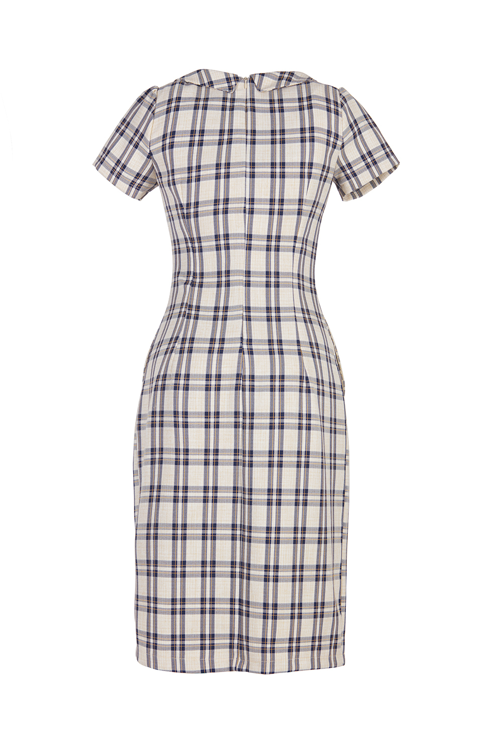 Đầm caro cổ sen dáng chữ A 