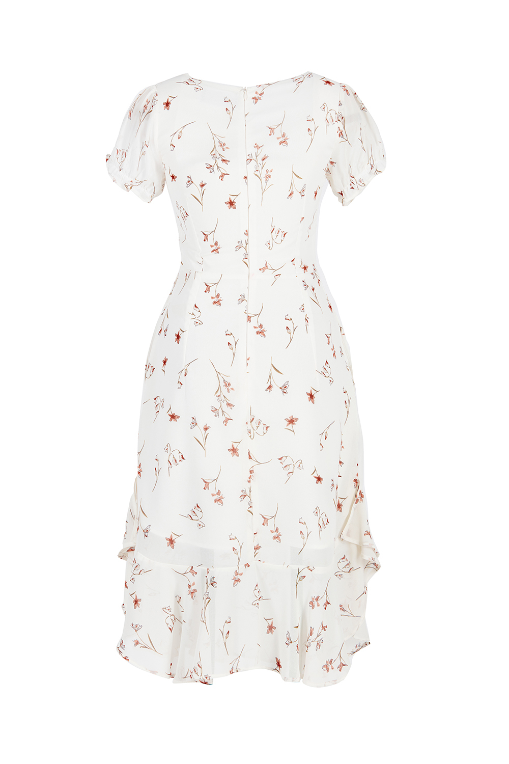 Đầm hoa chữ A tùng nhún bèo 