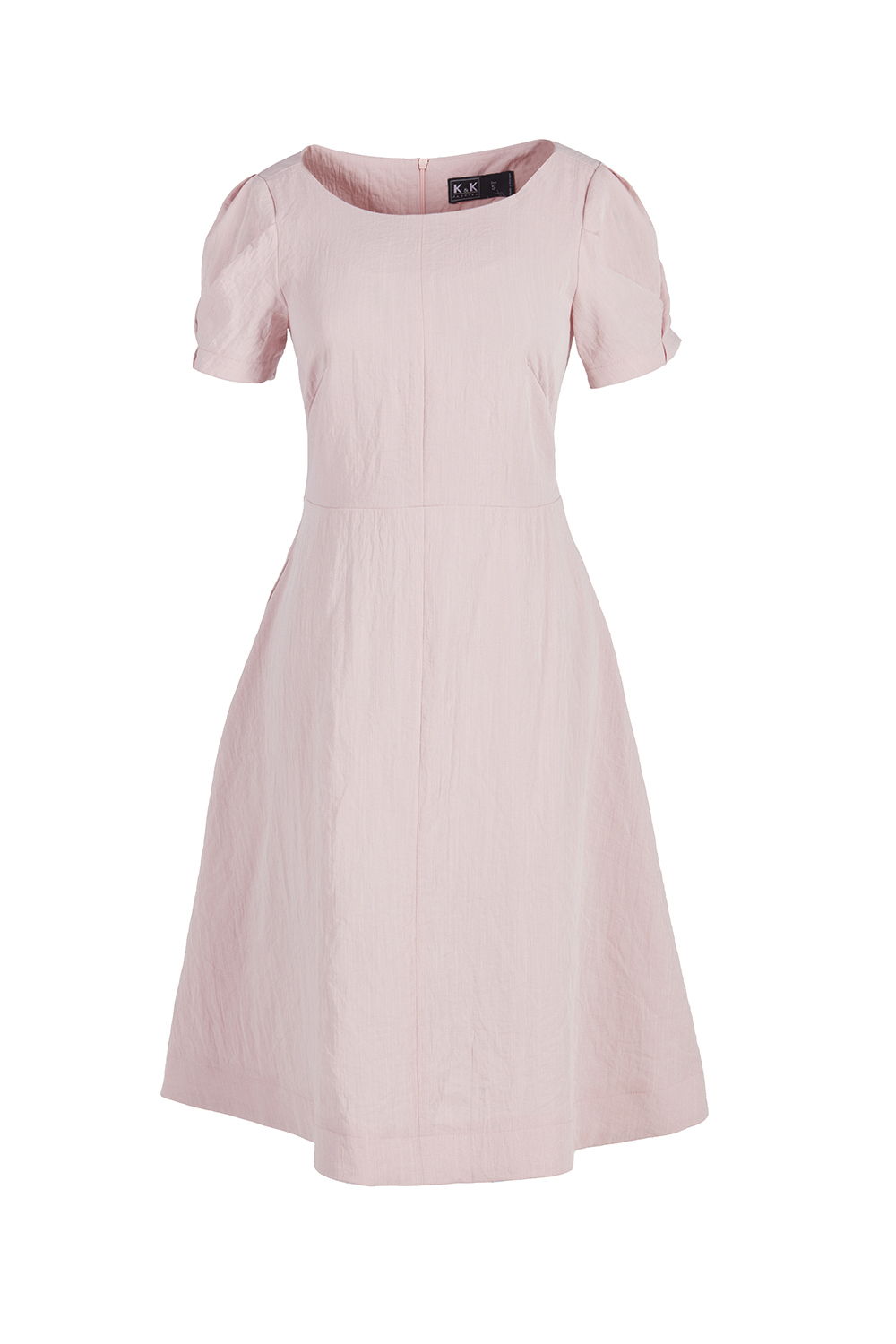 Đầm xòe tay ngắn cổ tròn 