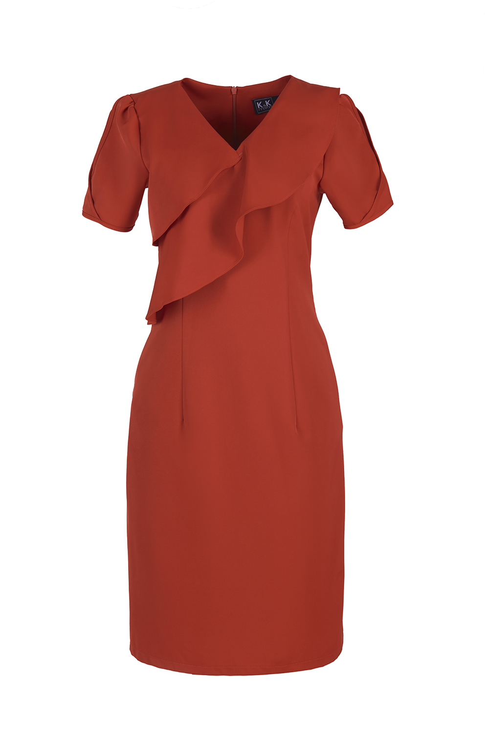 Đầm ôm nhẹ cổ chữ V phối bèo nhún KK105-23 | Thời trang công sở K&K Fashion