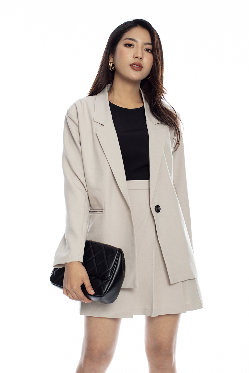 Áo khoác blazer màu kem 