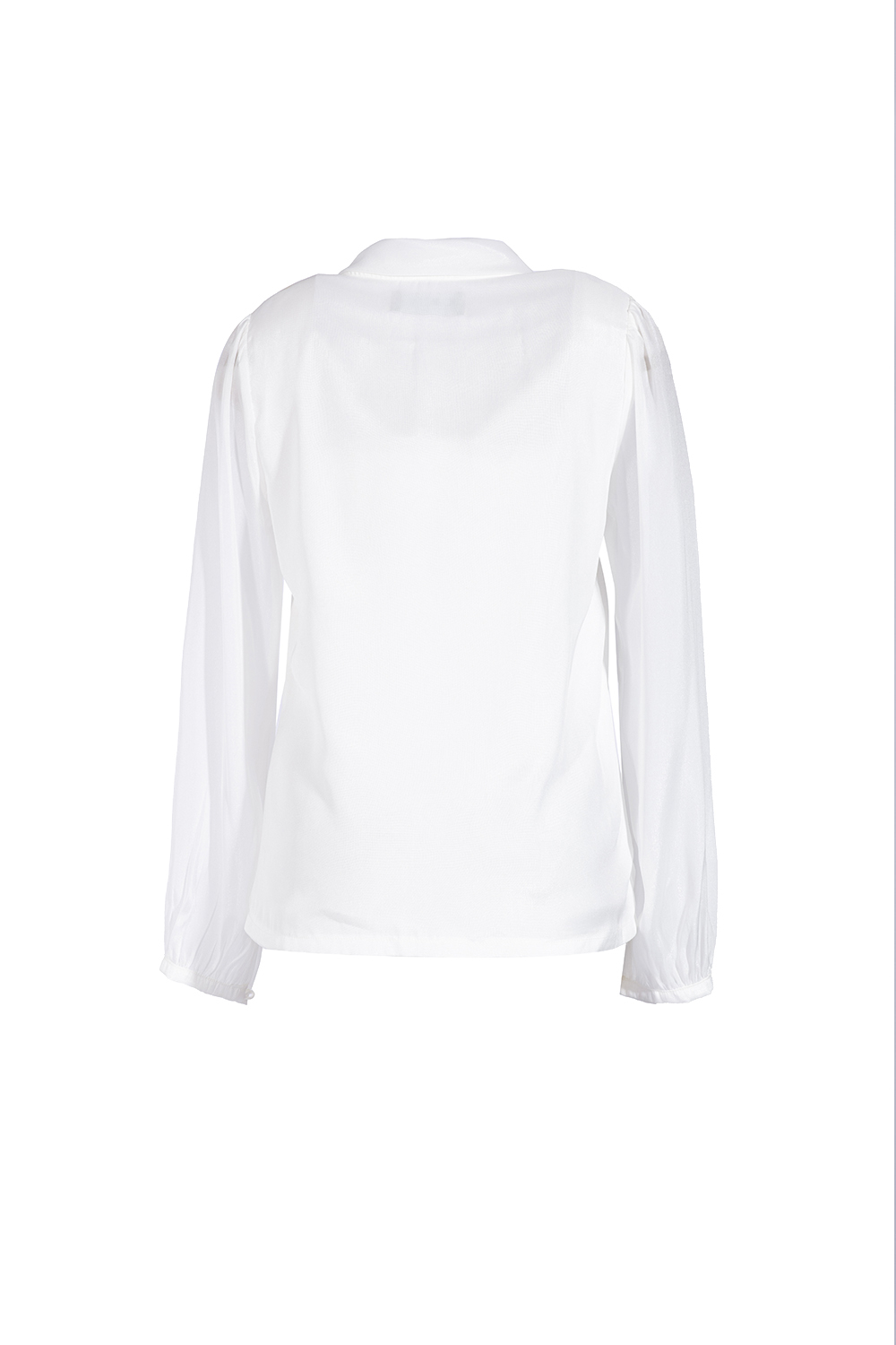 Áo blouse trắng tay dài cổ phối nơ 