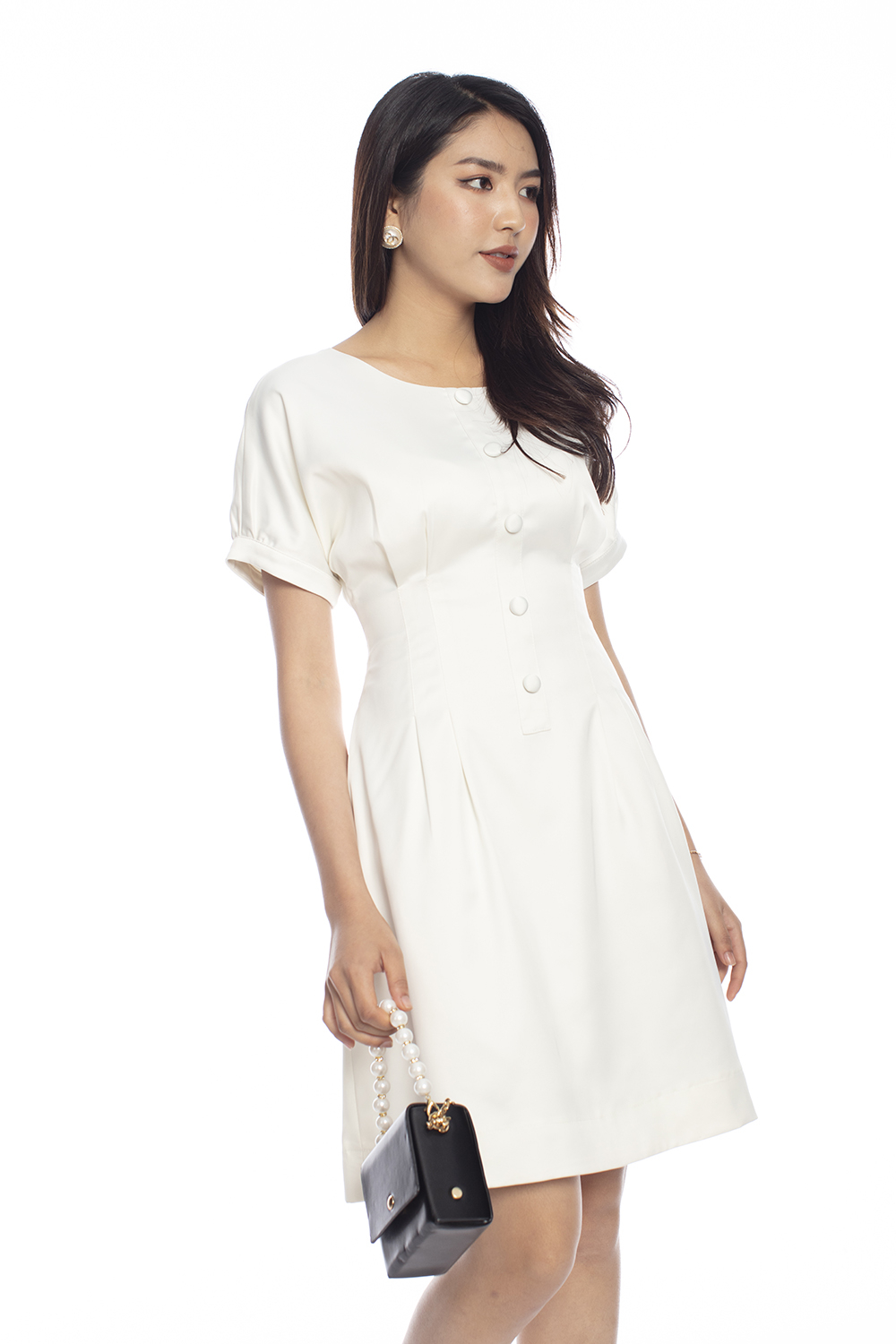 Váy xòe trắng tầng chân tay lỡ – V929 – Topvay Fashion