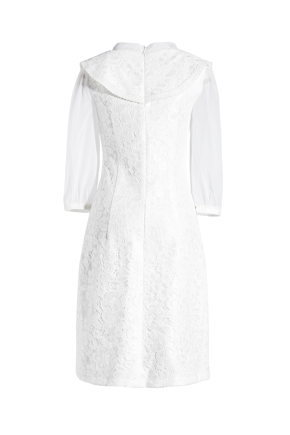 Đầm ren tay lỡ phối voan cổ thắt nơ 