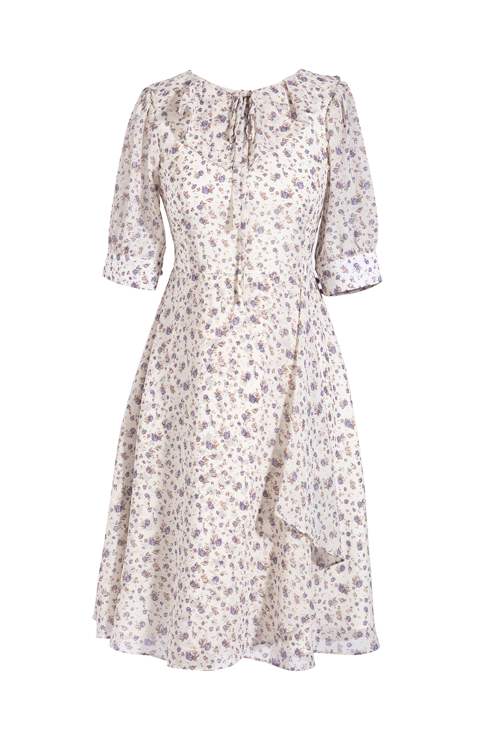 Đầm voan dáng xòe họa tiết hoa nhí 