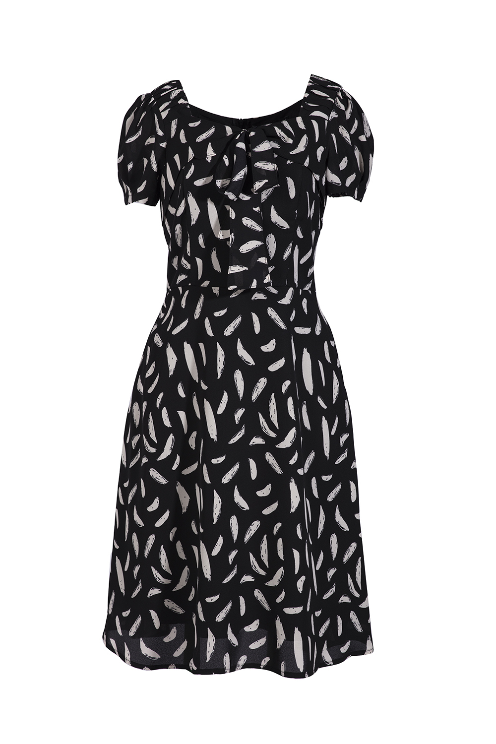 Đầm họa tiết dáng xòe cổ vuông 