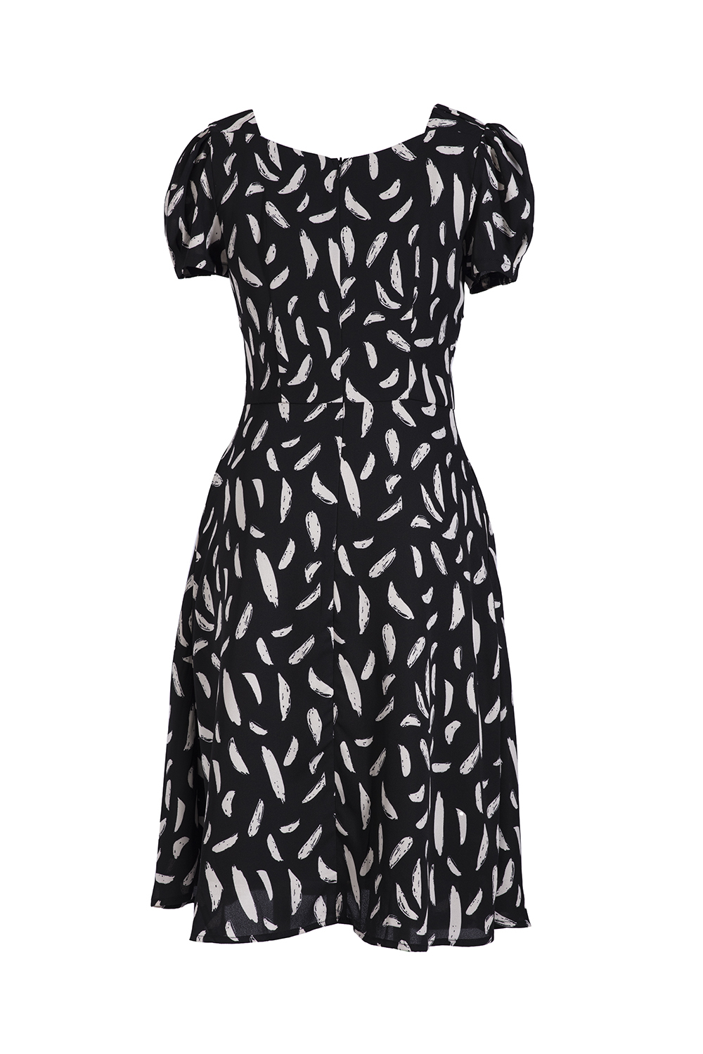 Đầm họa tiết dáng xòe cổ vuông 