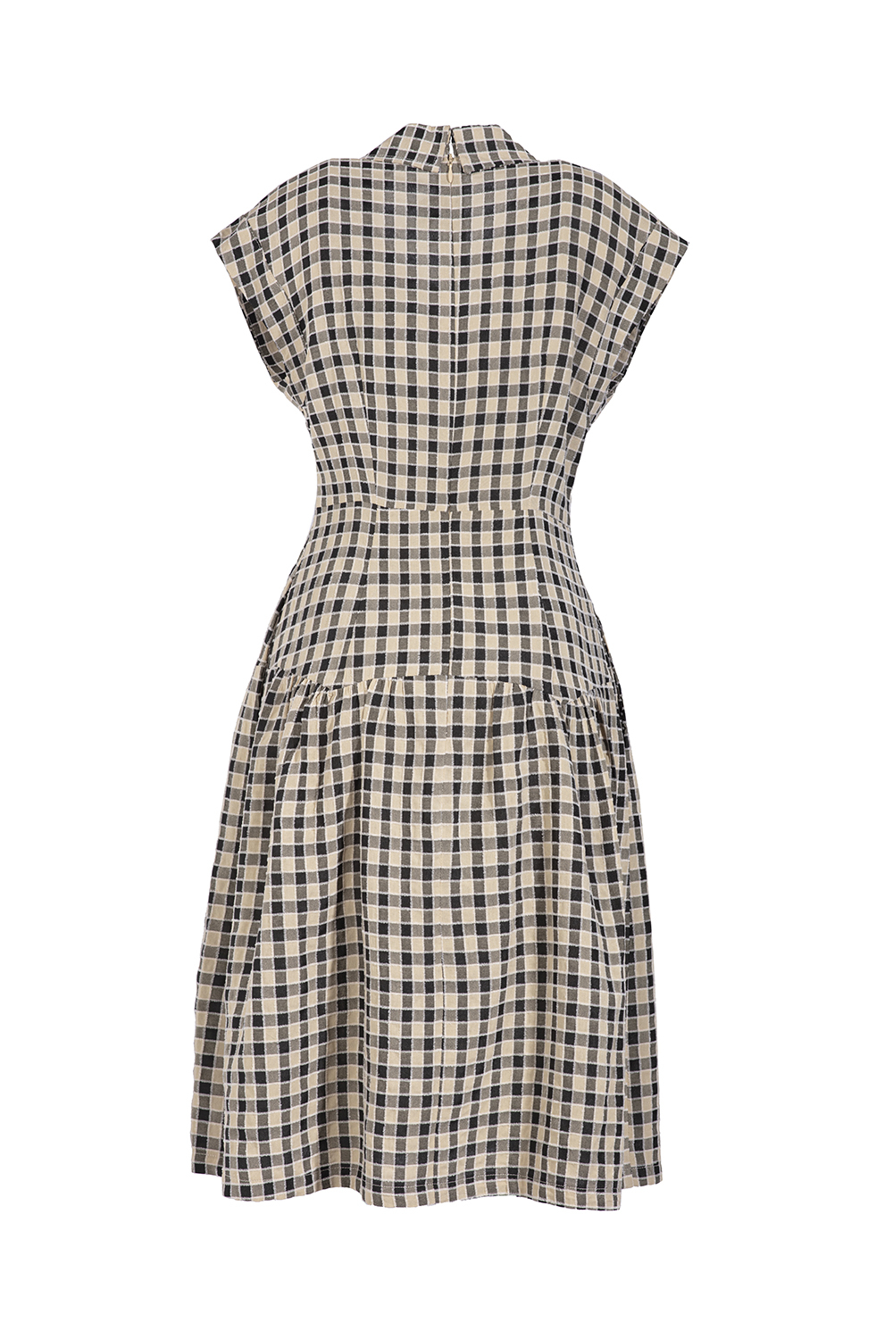 Đầm chữ a cổ sơ mi họa tiết caro 