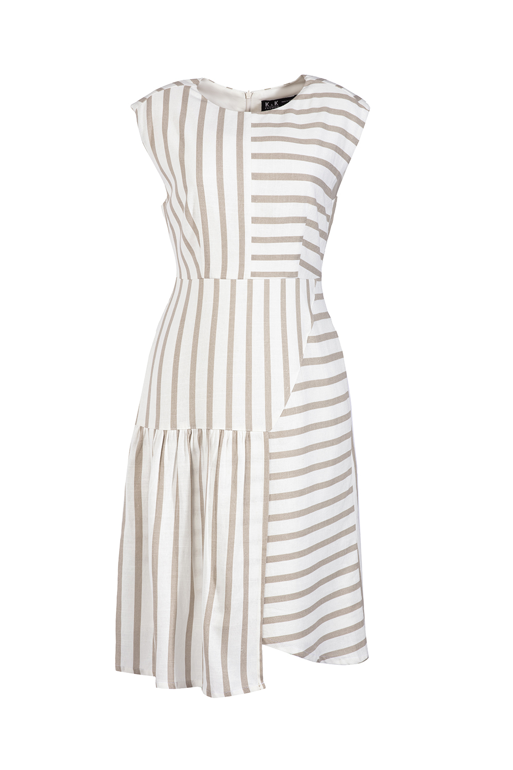 Đầm họa tiết sọc sát nách 