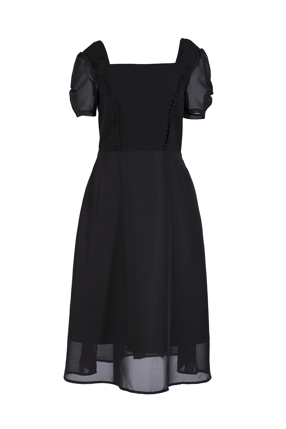 Đầm voan xòe cổ vuông tay ngắn KK105-32 | Thời trang công sở K&K ...