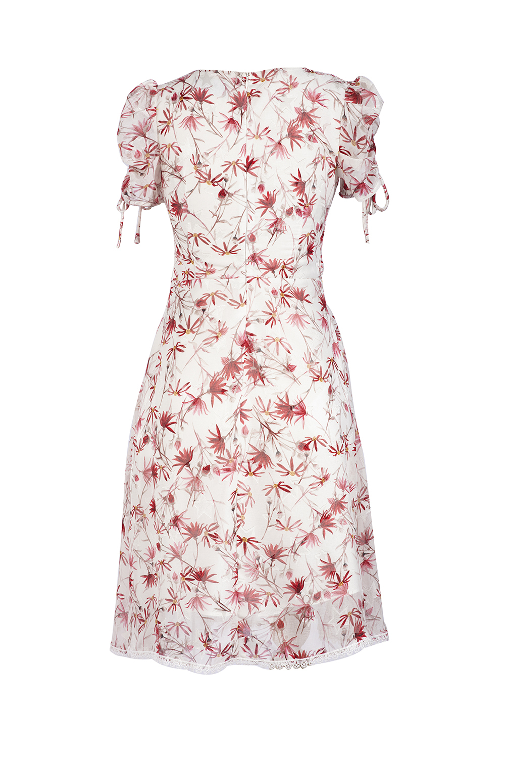 Đầm hoa voan dáng xòe phối ren 