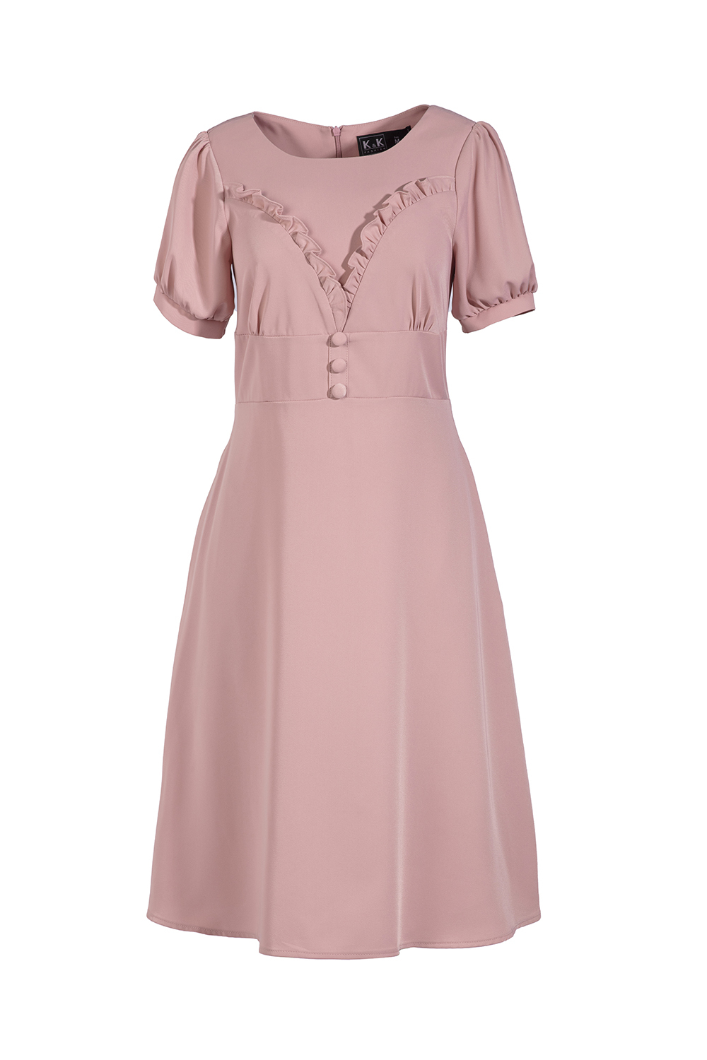 Đầm xòe tay ngắn phối bèo ngực 