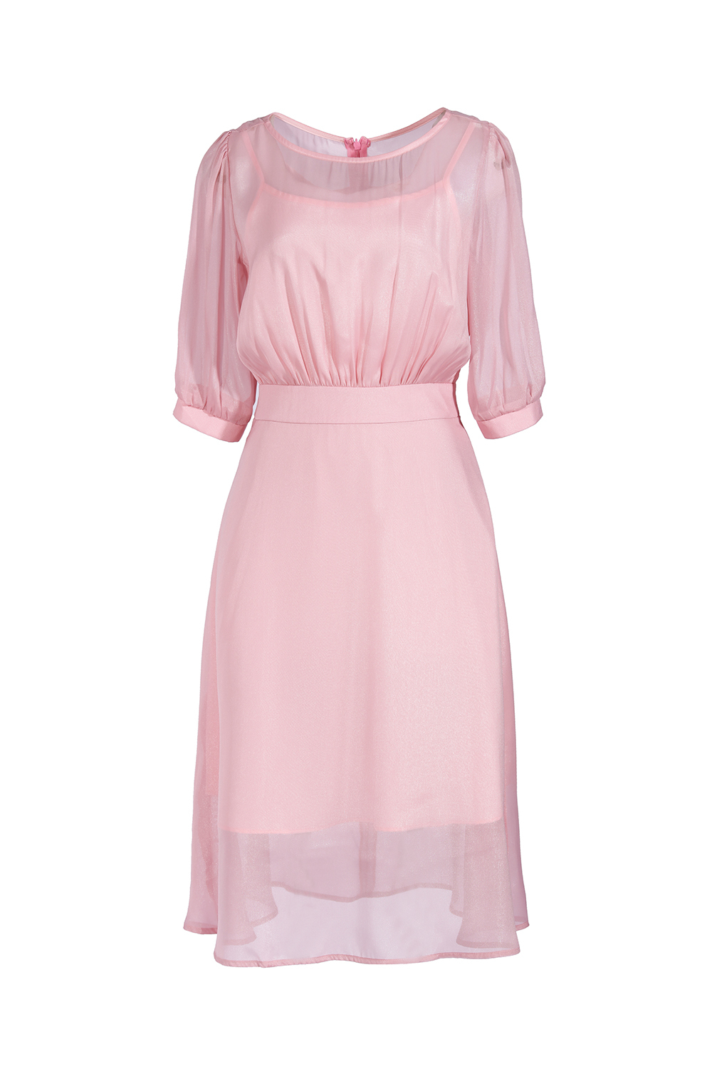 Đầm tơ ánh kim dáng xòe tay lỡ 