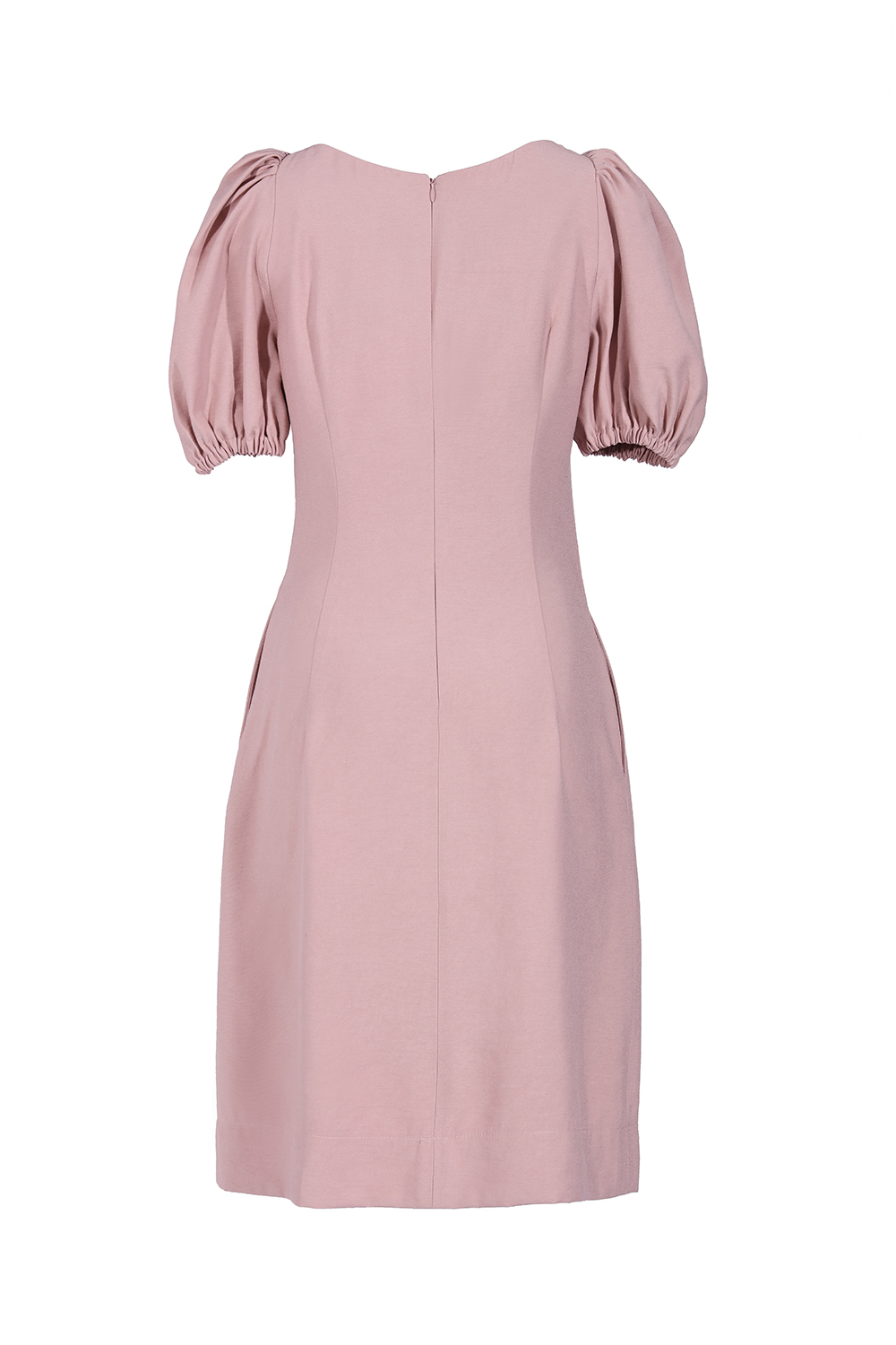 Đầm chữ A đơn sắc tay phồng 