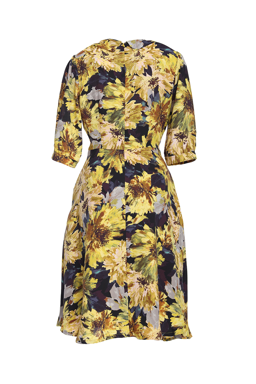 Đầm xòe hoa cổ sen tay lỡ 