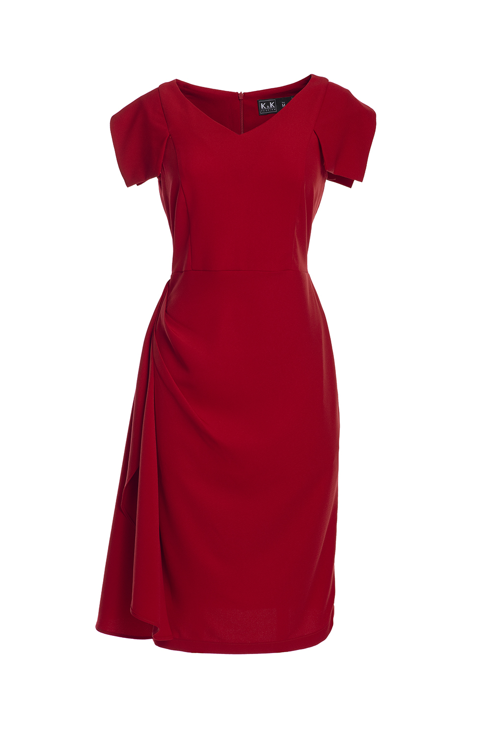 Đầm đỏ dáng chữ A phối bèo 