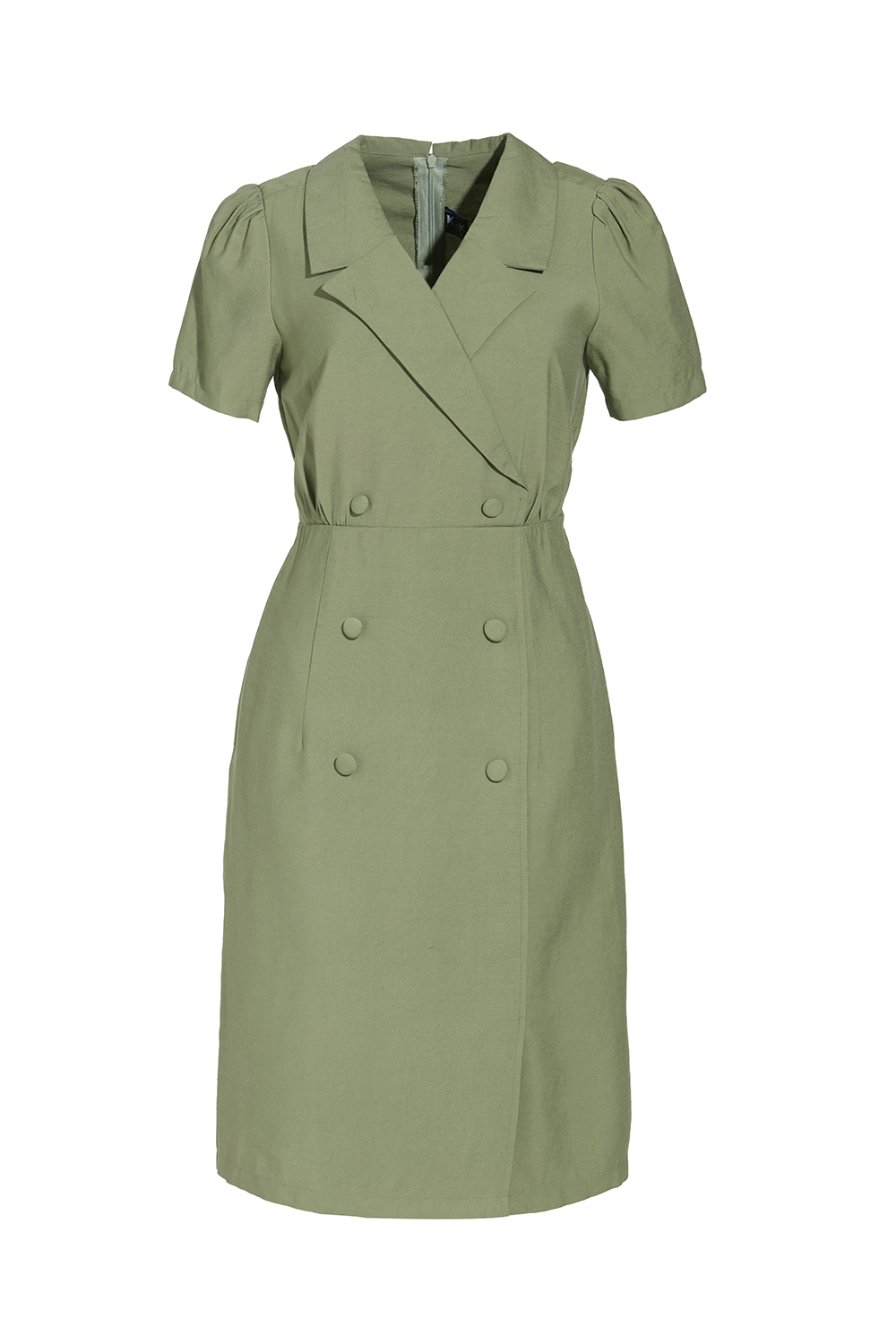 Đầm chữ A cổ đan tông đính nút 