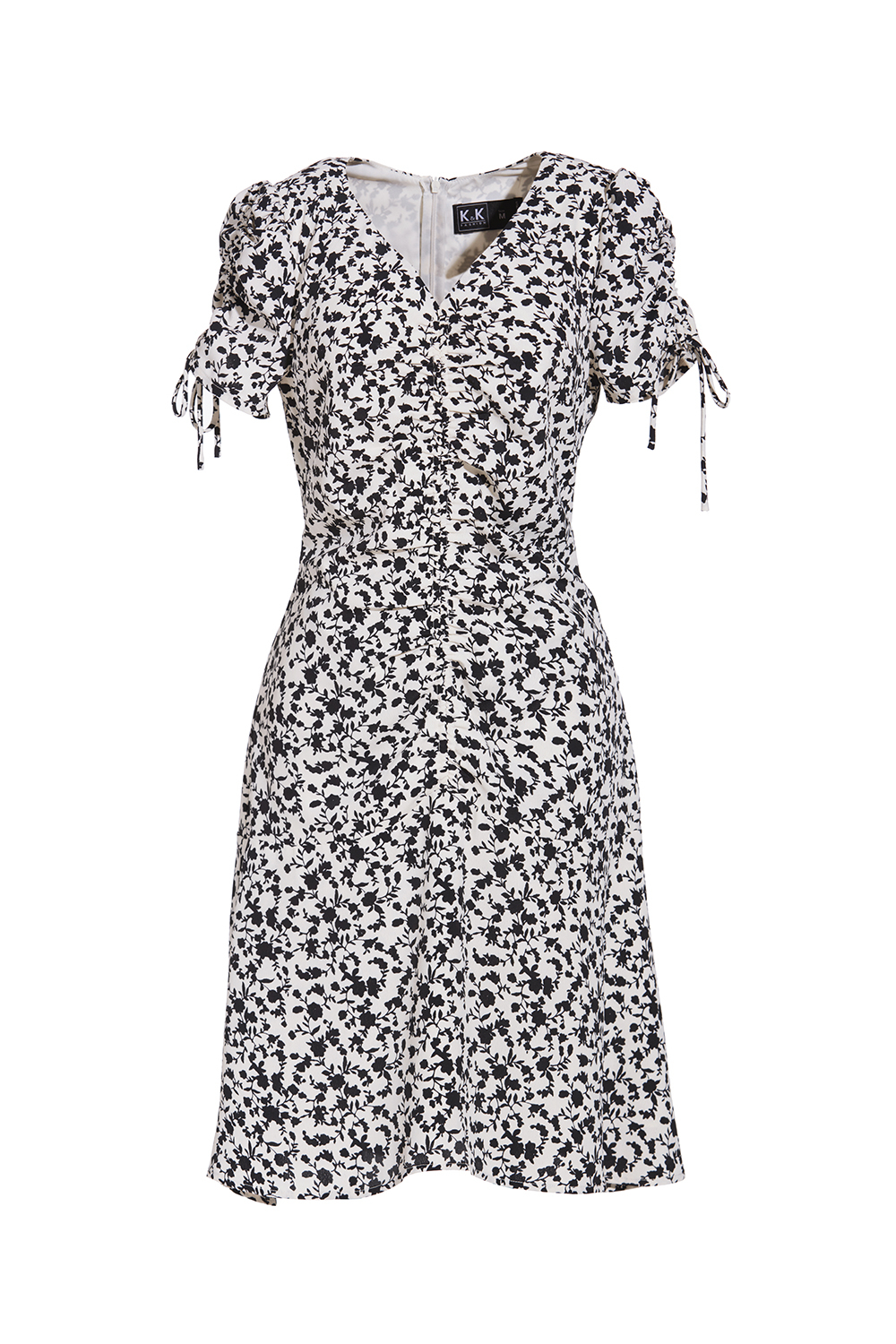 Đầm xòe họa tiết cổ V 