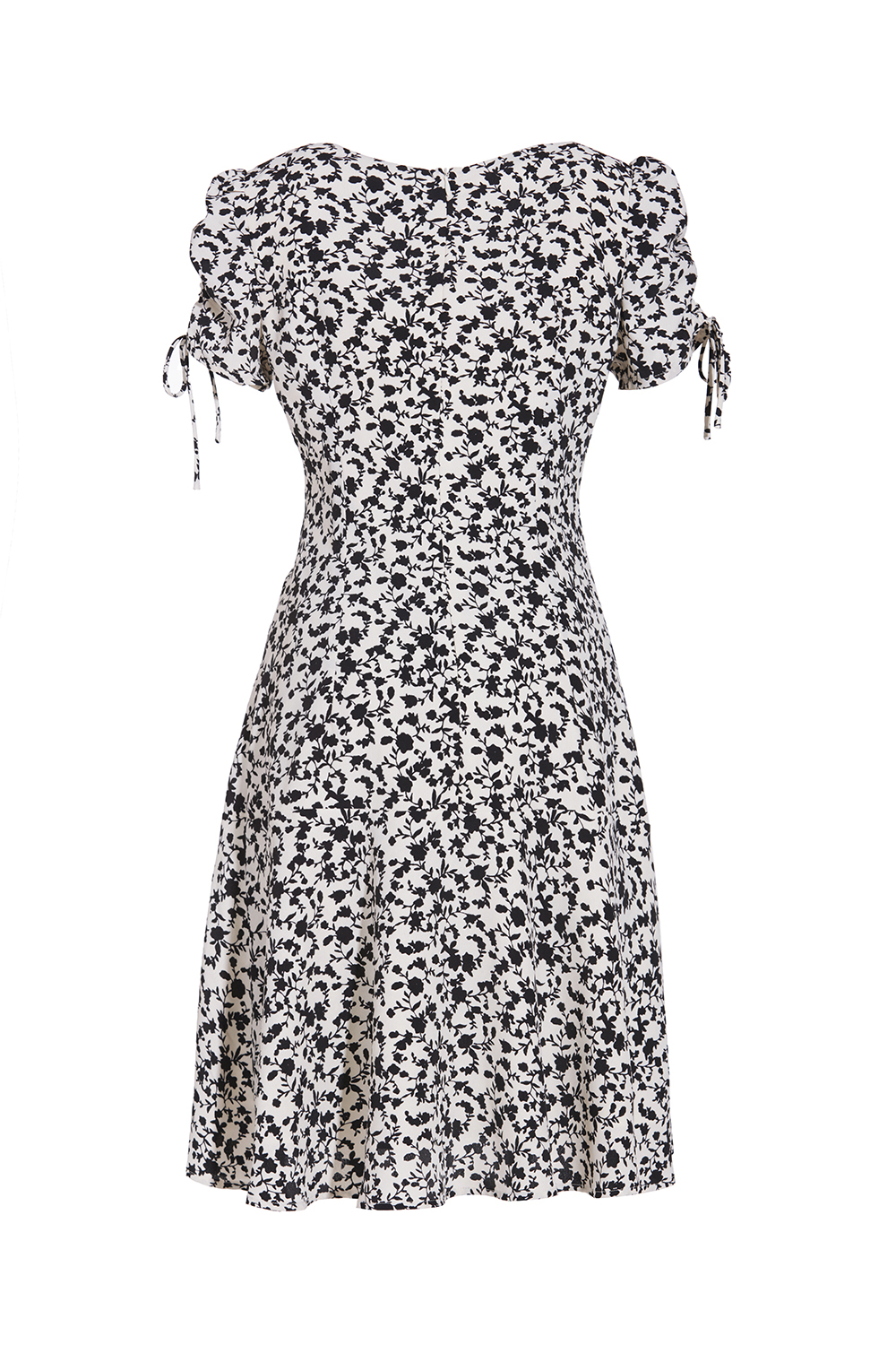 Đầm xòe họa tiết cổ V 