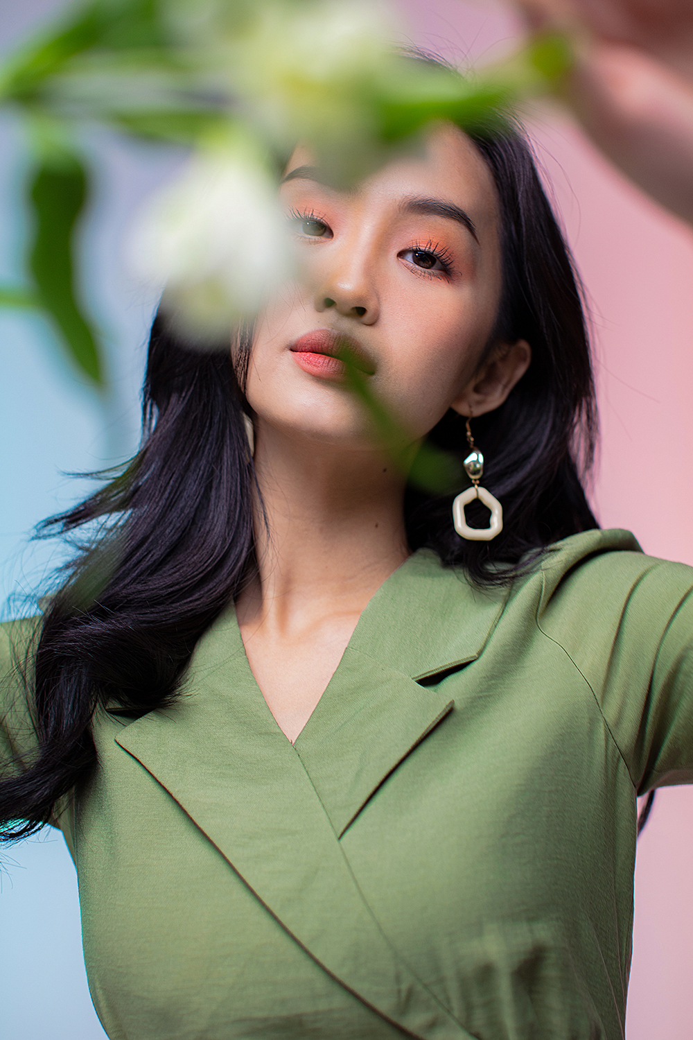 Đầm chữ A cổ đan tông đính nút 