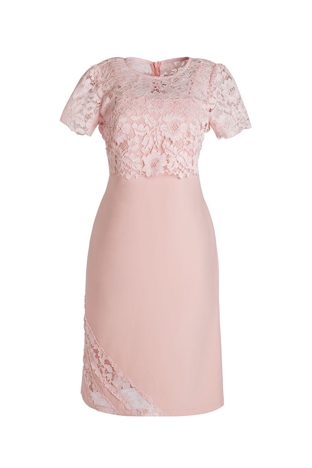 Đầm chữ A phối ren cổ tròn 