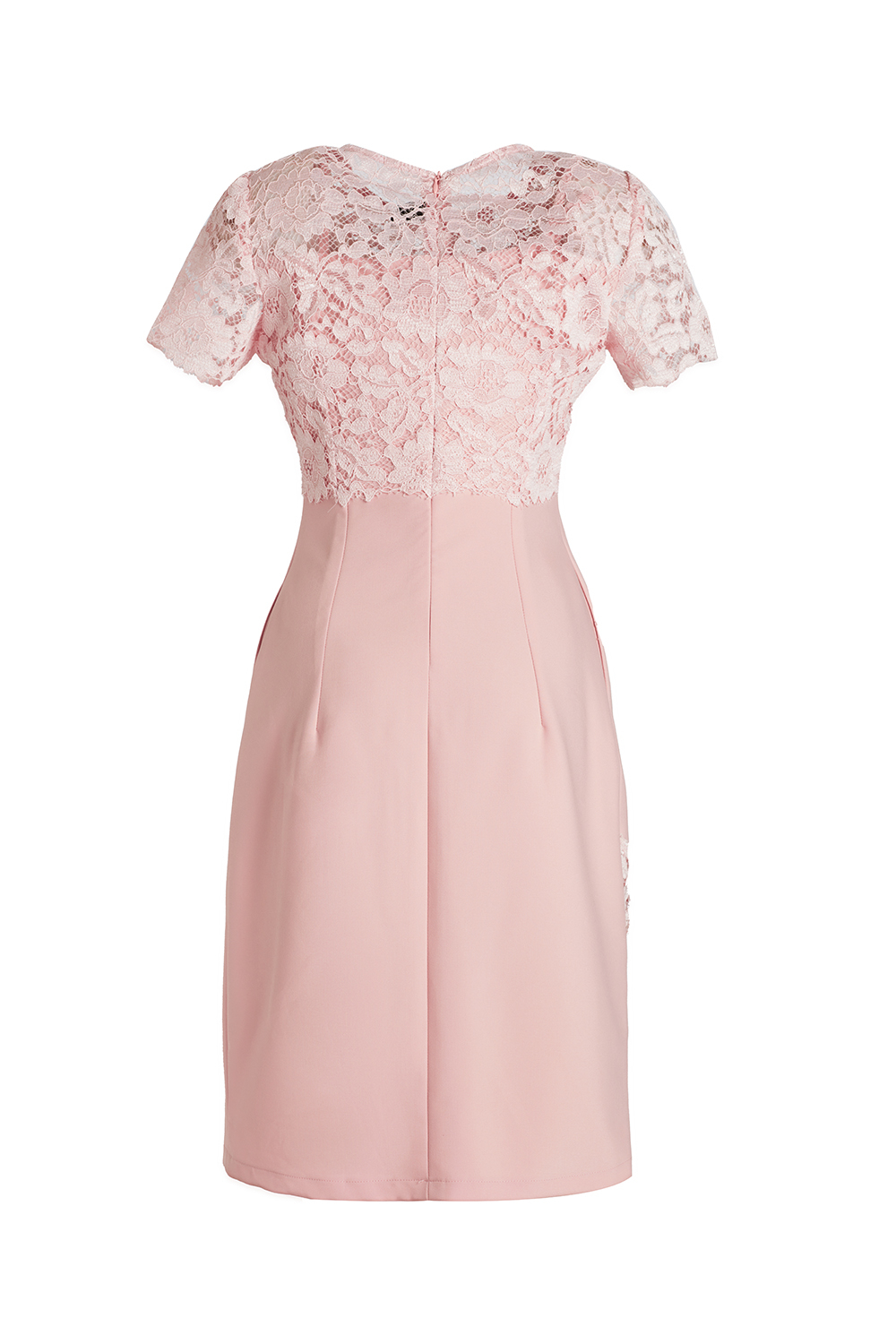 Đầm chữ A phối ren cổ tròn 