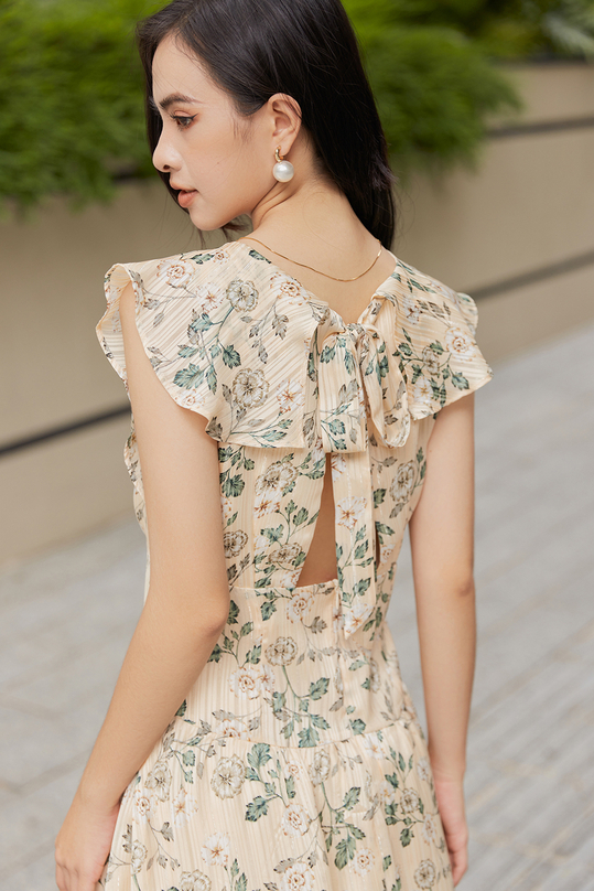 Đầm hoa dáng chữ A cut out sau lưng HL15-34