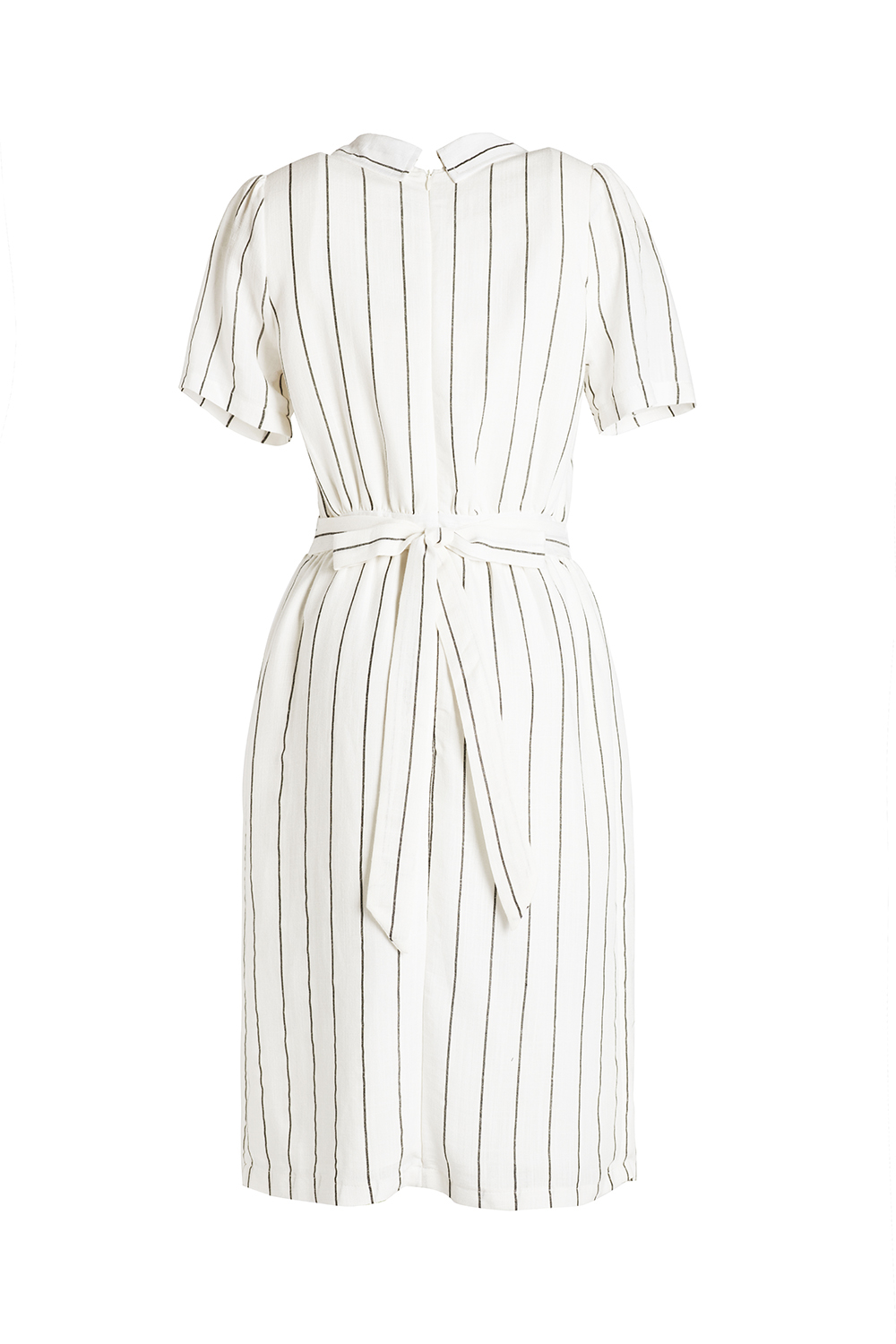 Đầm kẻ sọc cổ sơ mi đính nút 